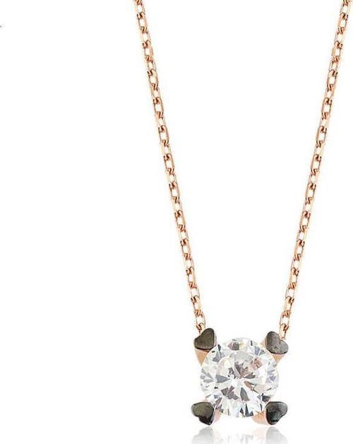 925 Ayar Gümüş Kalpli Tek Taş Kadın Gümüş Kolye