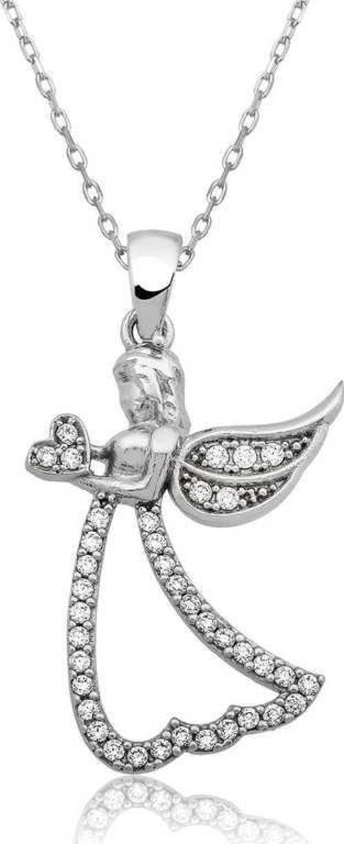 925 Ayar Gümüş Kanatlı Melek Kadın Gümüş Kolye