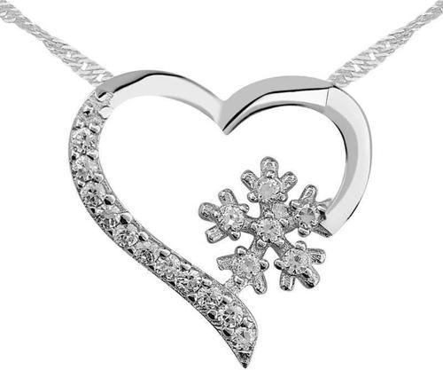925 Ayar Gümüş Kar Tanesi Kalp Kadın Gümüş Kolye