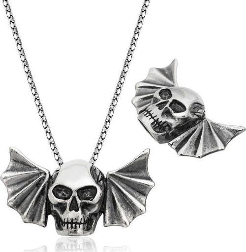 925 Ayar Gümüş Kuru Kafa Erkek Gümüş Kolye