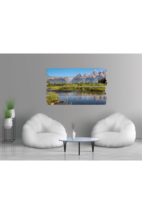 Dağ Nehir Orman Manzarası Mdf Tablo 100 X 60 Cm 3229 (Model E)