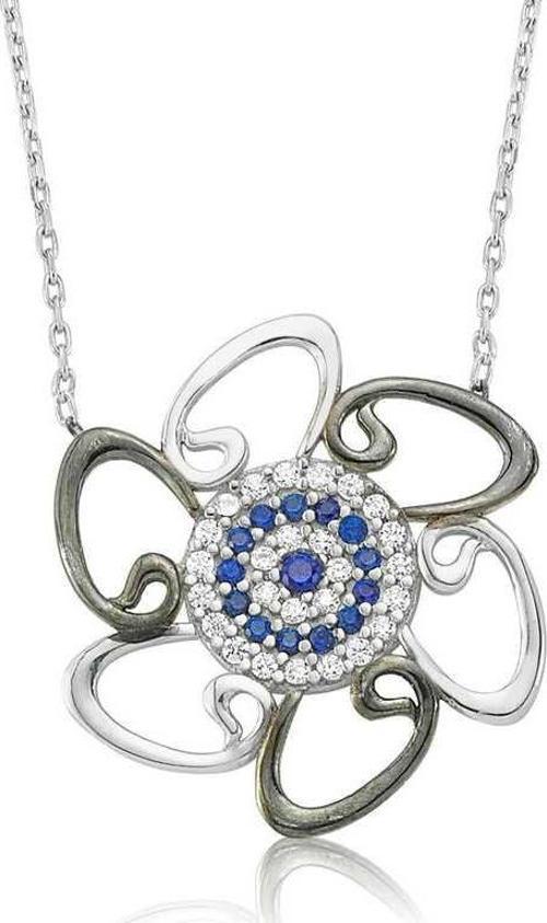 925 Ayar Gümüş Nazarlı Vav Kadın Gümüş Kolye