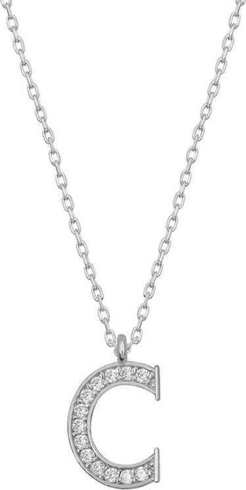 925 Ayar Gümüş Rodyum Kaplama C Harfi Kadın Gümüş Kolye