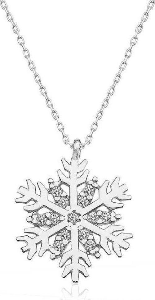 925 Ayar Gümüş Rodyum Kar Tanesi Bayan Gümüş Kolye
