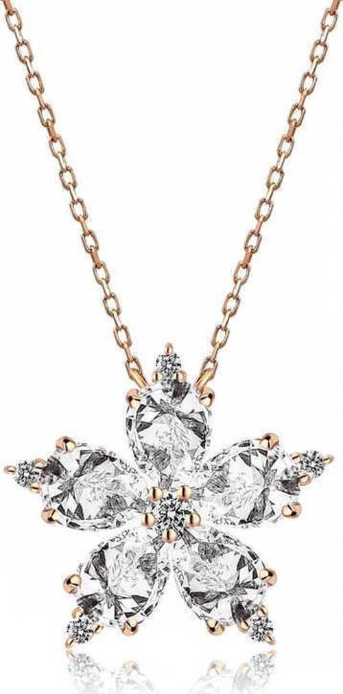 925 Ayar Gümüş Rose Beyaz Kamelya Çiçeği Kolye