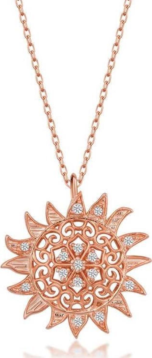 925 Ayar Gümüş Rose Güneş Kadın Kolye