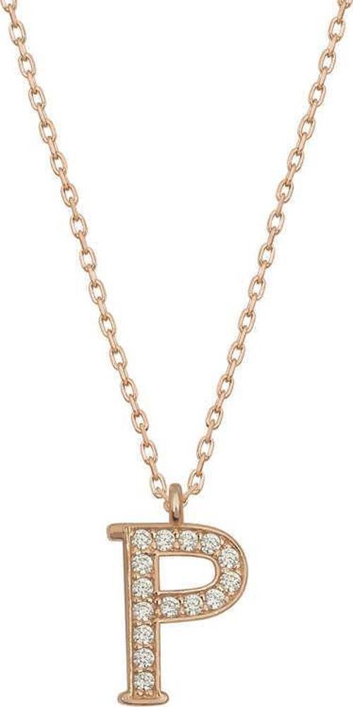 925 Ayar Gümüş Rose P Harfi Kadın Gümüş Kolye