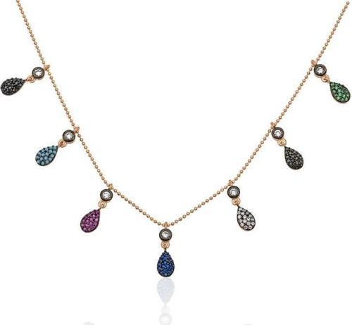 925 Ayar Gümüş Rose Renkli Şans Kolyesi