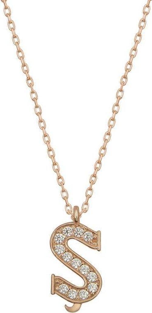 925 Ayar Gümüş Rose Ş Harfi Kadın Gümüş Kolye