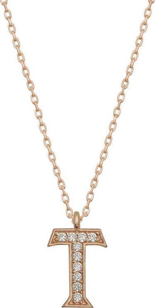 925 Ayar Gümüş Rose T Harfi Kadın Gümüş Kolye