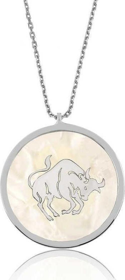 925 Ayar Gümüş Sedef Taşlı Boğa Burcu Kadın Gümüş Kolye