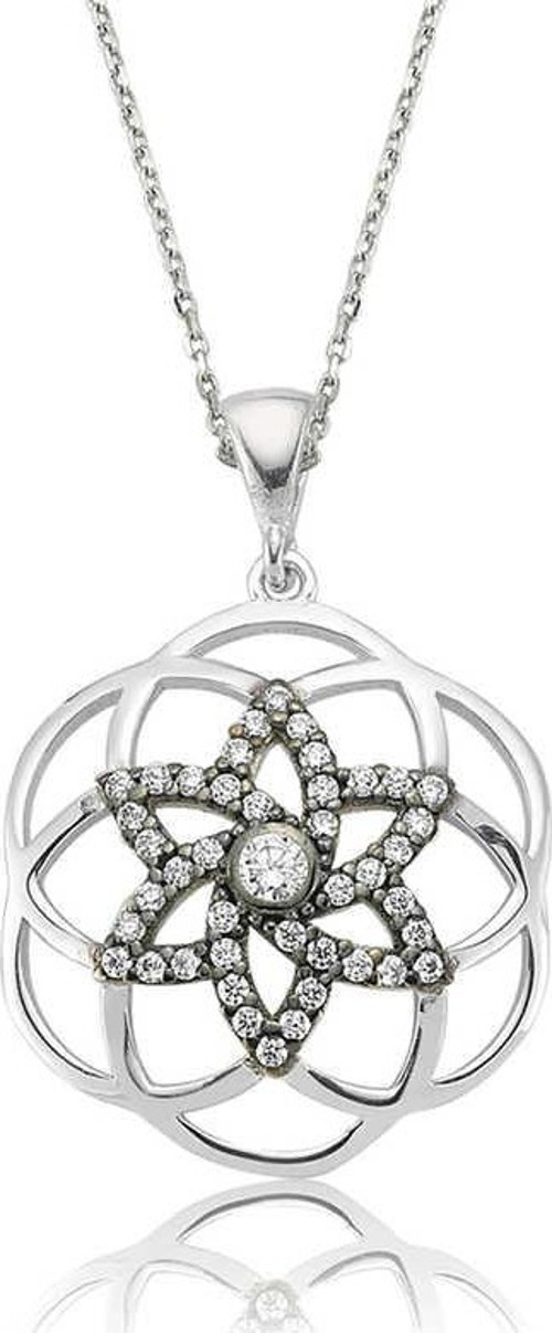 925 Ayar Gümüş Yıldız Yaşam Çiçeği Kadın Gümüş Kolye