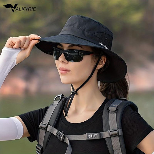 Outdoor Güneş Şapkası Unisex Kamp Trekking Safari Balıkçı Şapkası UV Koruma Siyah
