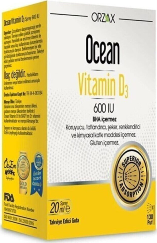 Ocean Vitamin D3 600 Iu Oral Sprey 20 Ml