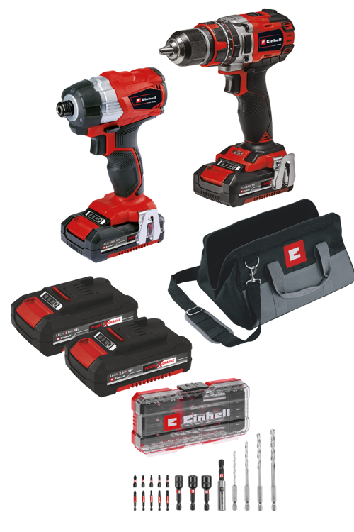 Profesyonel TP-18V Twin Pack BL Akülü Darbeli Vidalama Kiti (2×2,0 Ah Akü, Hızlı Şarj Cihazı, 18 Parça S-CASE Uç Seti ve Bez Çanta Dahil)