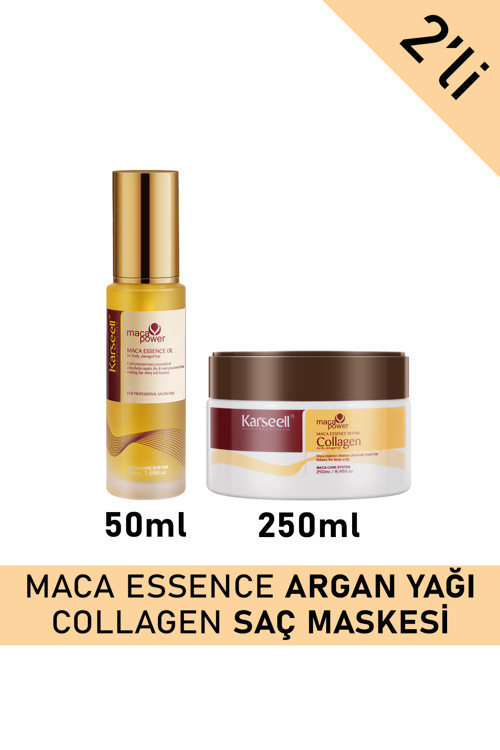 Set Maca Özü Onarıcı Repair Kolajen Saç Maskesi 250 Ml + Argan Yağı 50 Ml Karsel