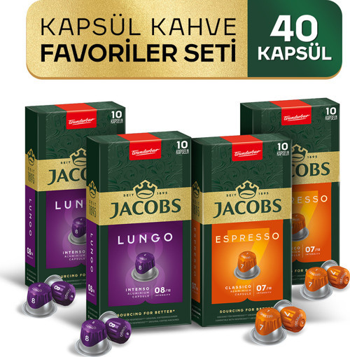 Kapsül Kahve Favoriler Seti 40'lı Nespresso Uyumlu Alüminyum Kapsül Kahve (7 ve 8)