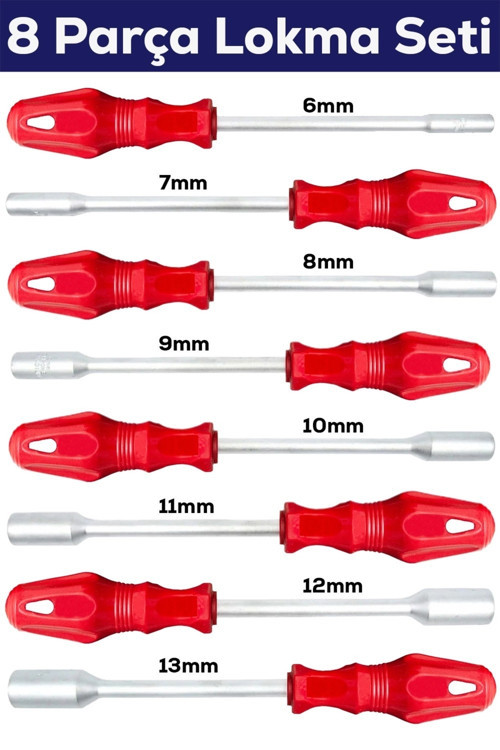 8 Pcs Lokma Tornavida Seti (6-7-8-9-10-11-12-13 Mm)