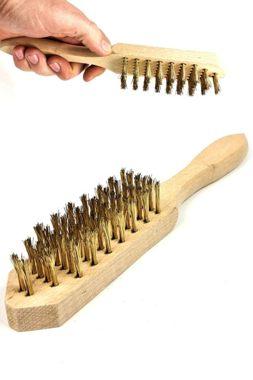 Mangal Temizleme Fırçası Ahşap Saplı Tel Fırça 25Cm