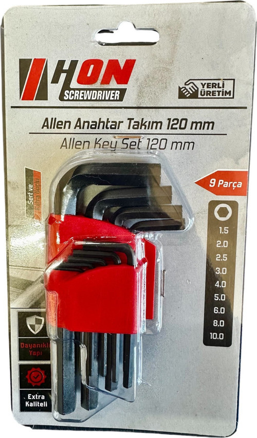 Siyah 9 Parça Kısa Allen Seti (1.5-2-2.5-3-4-5-6-8-10 No)