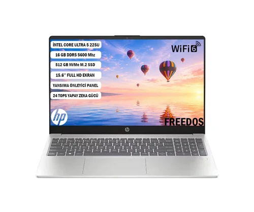 AI 15 Intel Core Ultra 5 225U 16GB 512GB SSD Freedos 15.6" Taşınabilir Bilgisayar D51E0EA