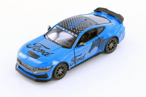 1:36 Ölçek 2024 Ford Mustang Dark Horse Livery Edition Diecast Model Araç Mavi
