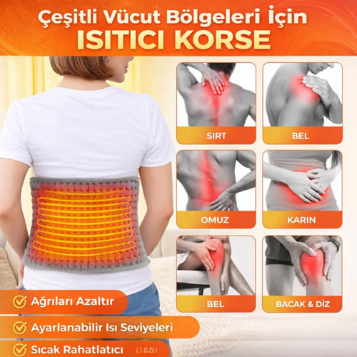 Zaman Ve Isı Ayarlı Kumandalı Elektrikli Isıtıcı Korse Isıtmalı Bel Kemeri Regl Ağrı Kesici Pad