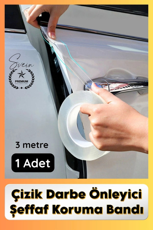 #KapıKoruma 1 Adet 3 Metre Oto Kapı Çizik Önleyici Şeffaf Koruma Bandı Darbe Koruyucu İz Bırakmaz