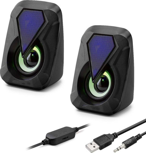 Büro Ev Ofis Hediyesi için Siyah 1+1 USB 3.5MM Led Masaüstü Hoparlör