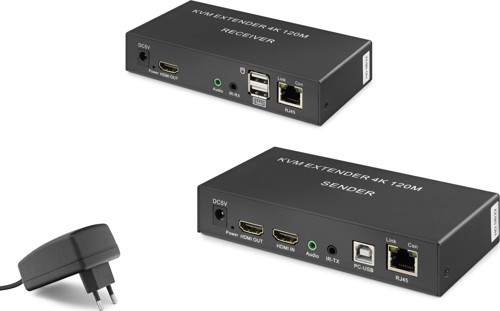 Büro Ev Ofis Cihazları için 120MT Siyah 4K HDMI Kvm Extender