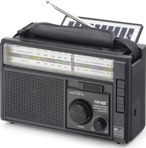 Büro Ev Ofis Hediyesi için Siyah Bluetooth Solar Panelli Fm Radyo Usb Tf Nostaljik Hoparlör