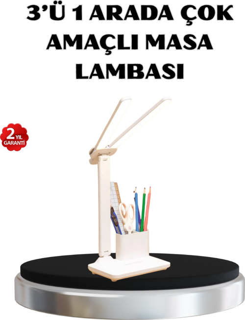 Kalemlik Ve Telefon Standlı Masa Lambası – Kısılabilir Led Işık, Göz Dostu Tasarım