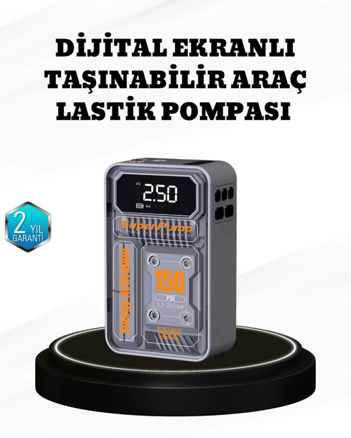 150 Psı Kablosuz Şarjlı Hava Pompası – Led Ekranlı Ve Otomatik Kapanma Özellikli
