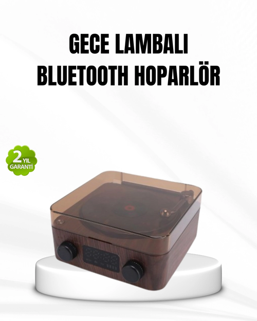 Bluetooth Hoparlörlü Gece Lambası Dijital Saat Ve Ambiyans Işığı Çok Amaçlı
