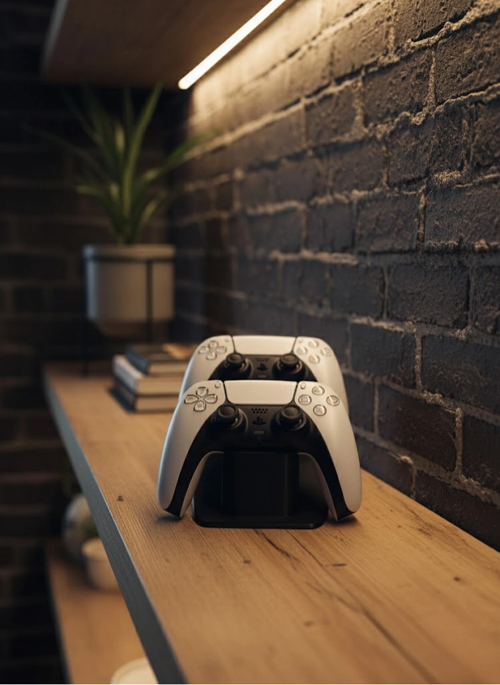 İkili Gamepad Tutucu Siyah 7x18 Cm Masa Ve Raf Düzeni