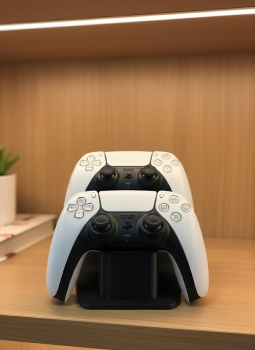 Dekoratif Siyah İkili Gamepad Standı 7x18 Cm