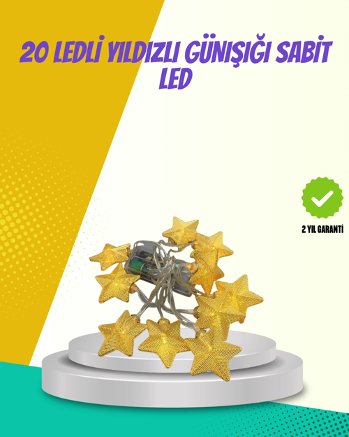 Dekoratif Yıldız Led Aydınlatma 20 Ledli 5 Metre Günışığı