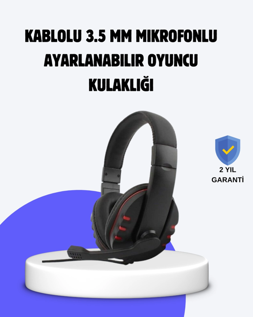 Kırmızı Kulaklığı Mikrofonlu Ayarlanabilir Konforlu Tasarımlı