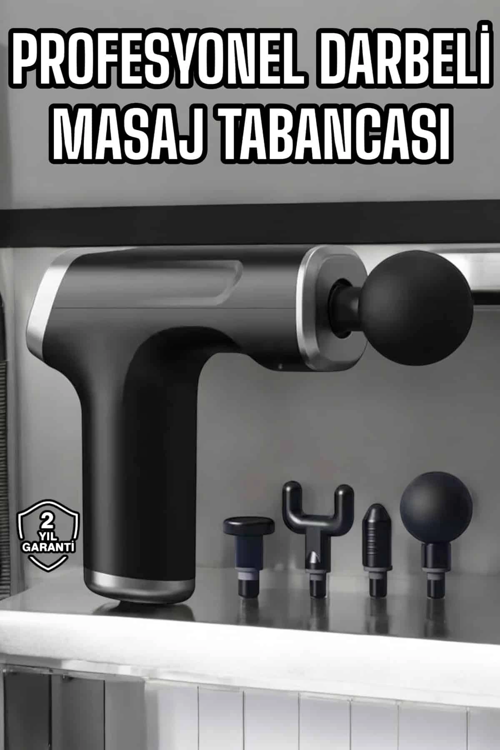 Masaj Tabancası 4 Başlıklı Kas Ve Vücut Ağrıları İçin Şarjlı Darbeli
