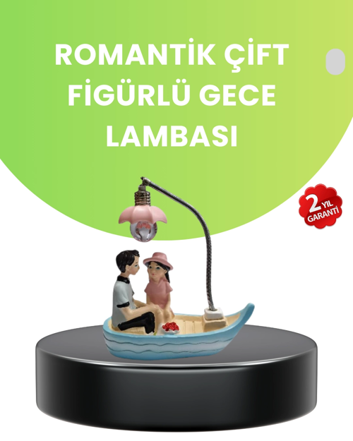 Oturan Çift Figürlü Led Masa Lambası Romantik Hediye