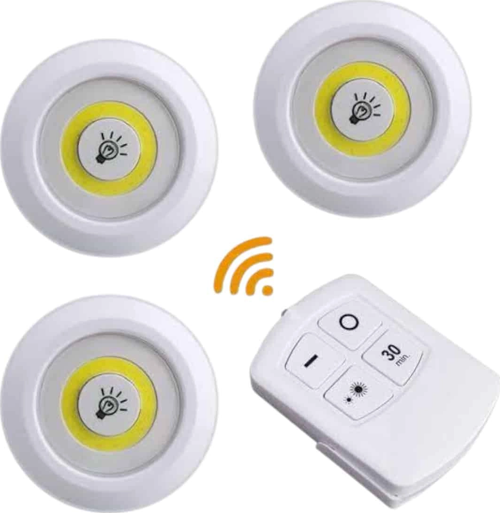 Led Lamba 3'lü Uzaktan Kumandalı Yapışkanlı
