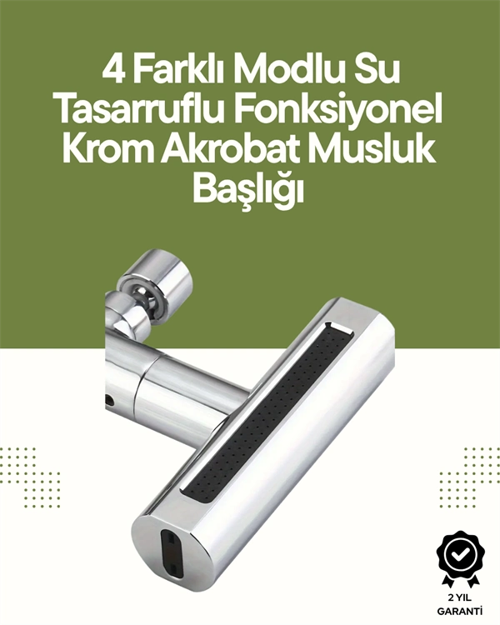Krom Musluk Başlığı | 4'ü 1 Arada Su Çıkışı | Kolay Montajlı