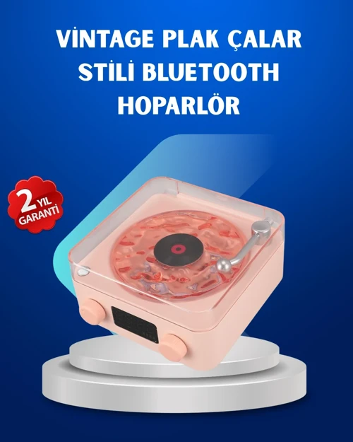 Retro Saatli Bluetooth Hoparlör – Gece Lambalı Kristal Ses Kalitesi