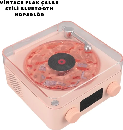 Retro Bluetooth Hoparlör Pembe