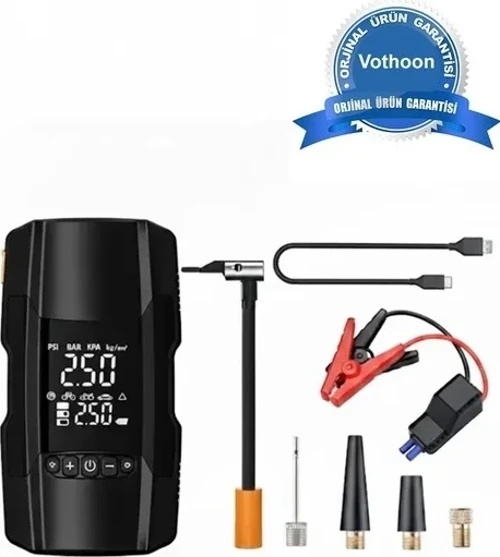 Şarjlı 10.000 Mah Akıllı Dijital Lastik Şişirme Pompası | 150 Psı | 12v Akü Şarj Takviyeli
