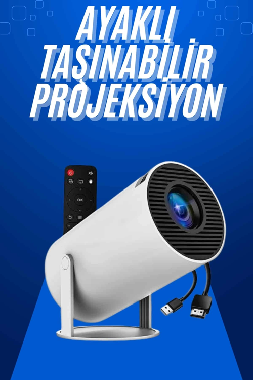 Taşınabilir Projeksiyon Ayaklı Projektör Android Uyumlu Hdmı Girişli