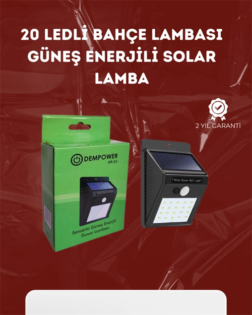 Su Geçirmez 20 Led Solar Aydınlatma | Dış Mekan İçin Pır Hareket Sensörü İle Akıllı Işık