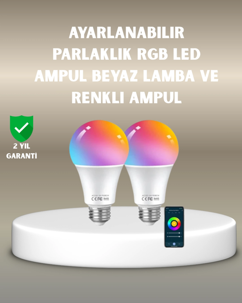 Akıllı 9w Rgbw Led Ampul, Tasaruflu Romantik Işıklı