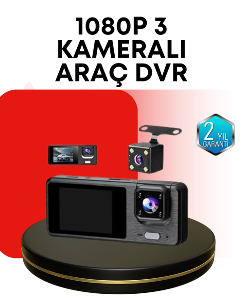 Araç Kamerası 3’lü Sistem | Full Hd, Sesli Kayıt Ve Park Gözetimi