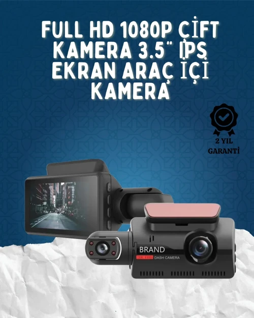 Çift Görüşlü Dashcam – Gece Görüşlü 1080p Araç İçi Güvenlik Kamerası